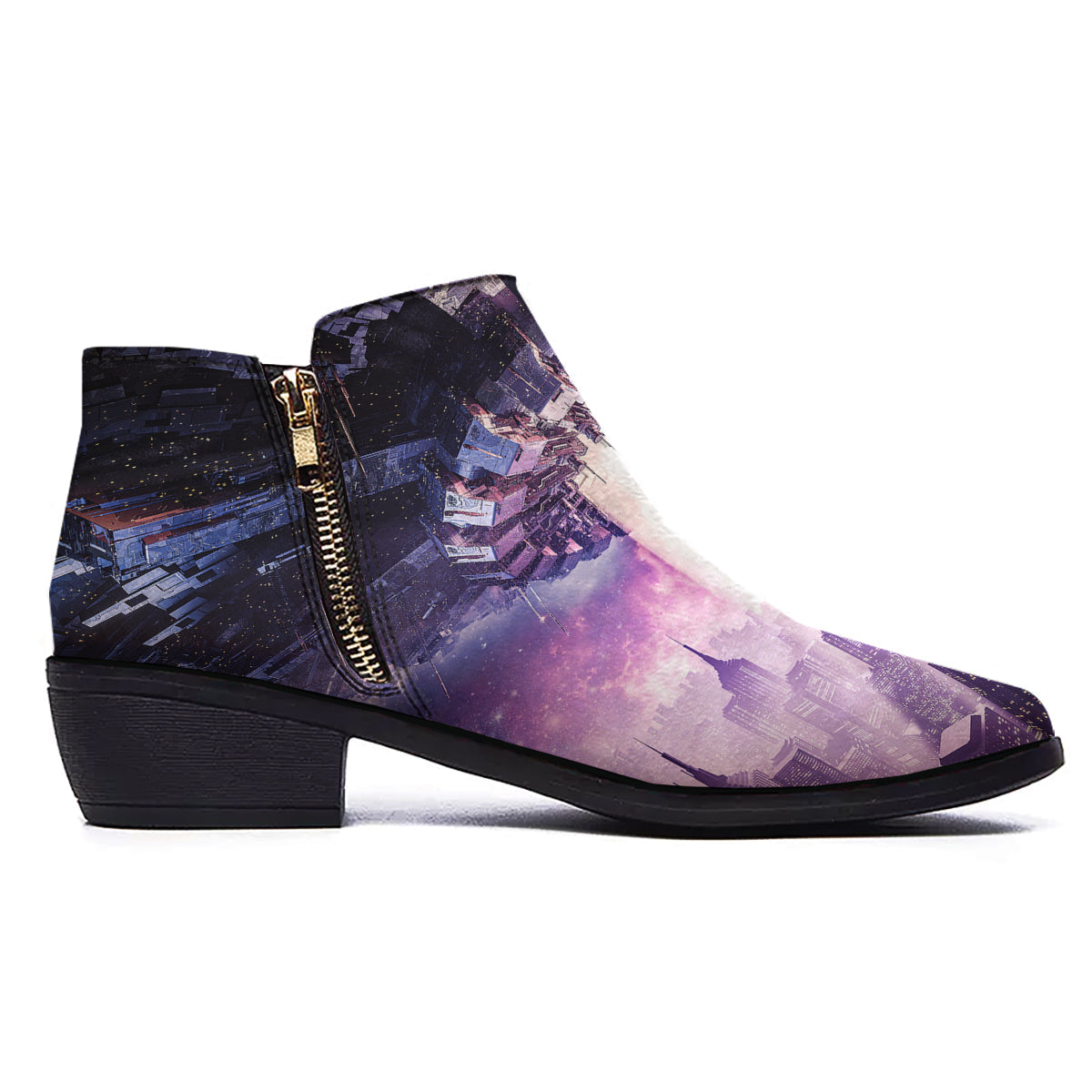 Alien Invasion Print Ankle Boots-grizzshop