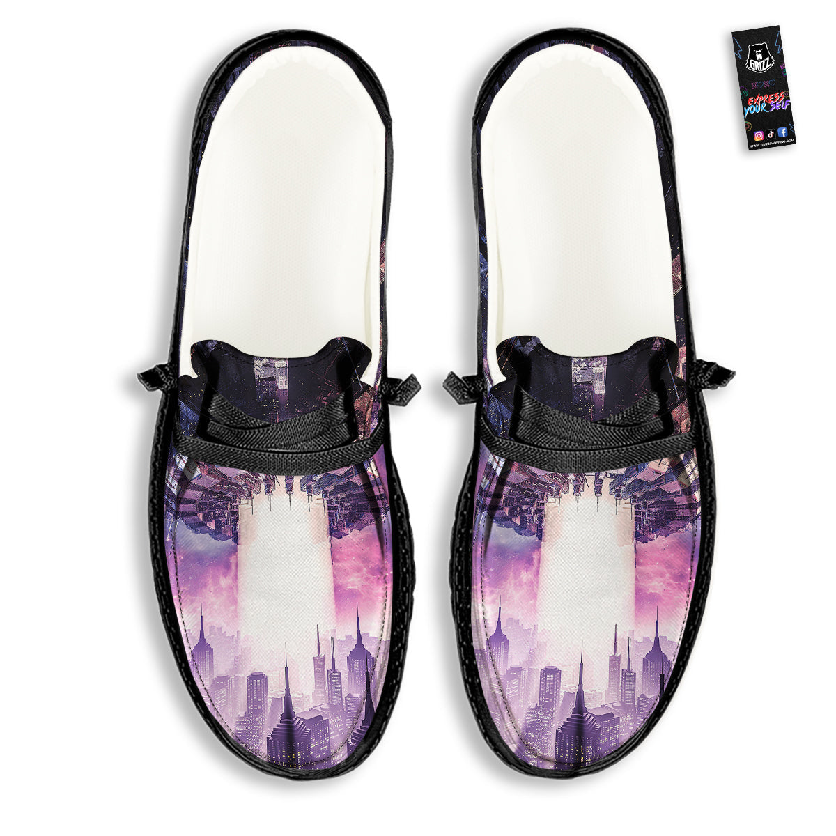 Alien Invasion Print Black Loafers-grizzshop