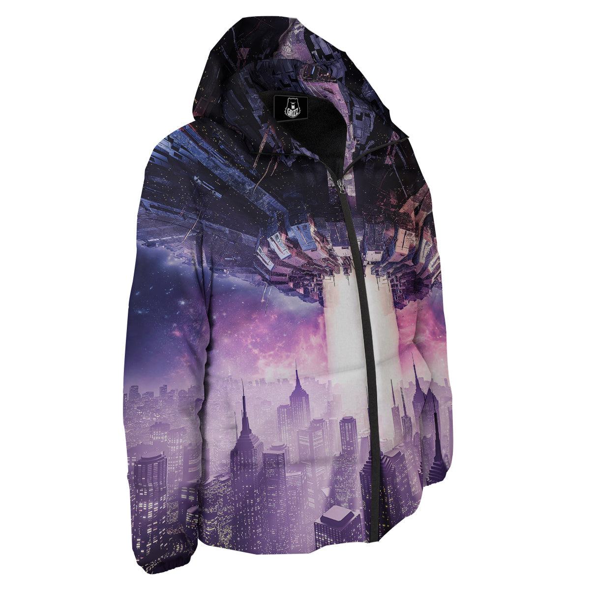 Alien Invasion Print Down Jacket-grizzshop