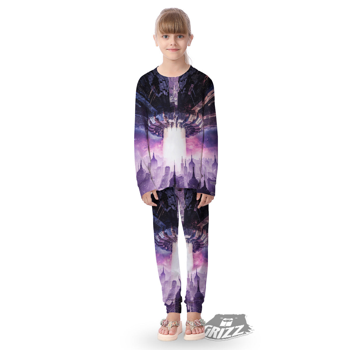Alien Invasion Print Kid's Pajamas-grizzshop