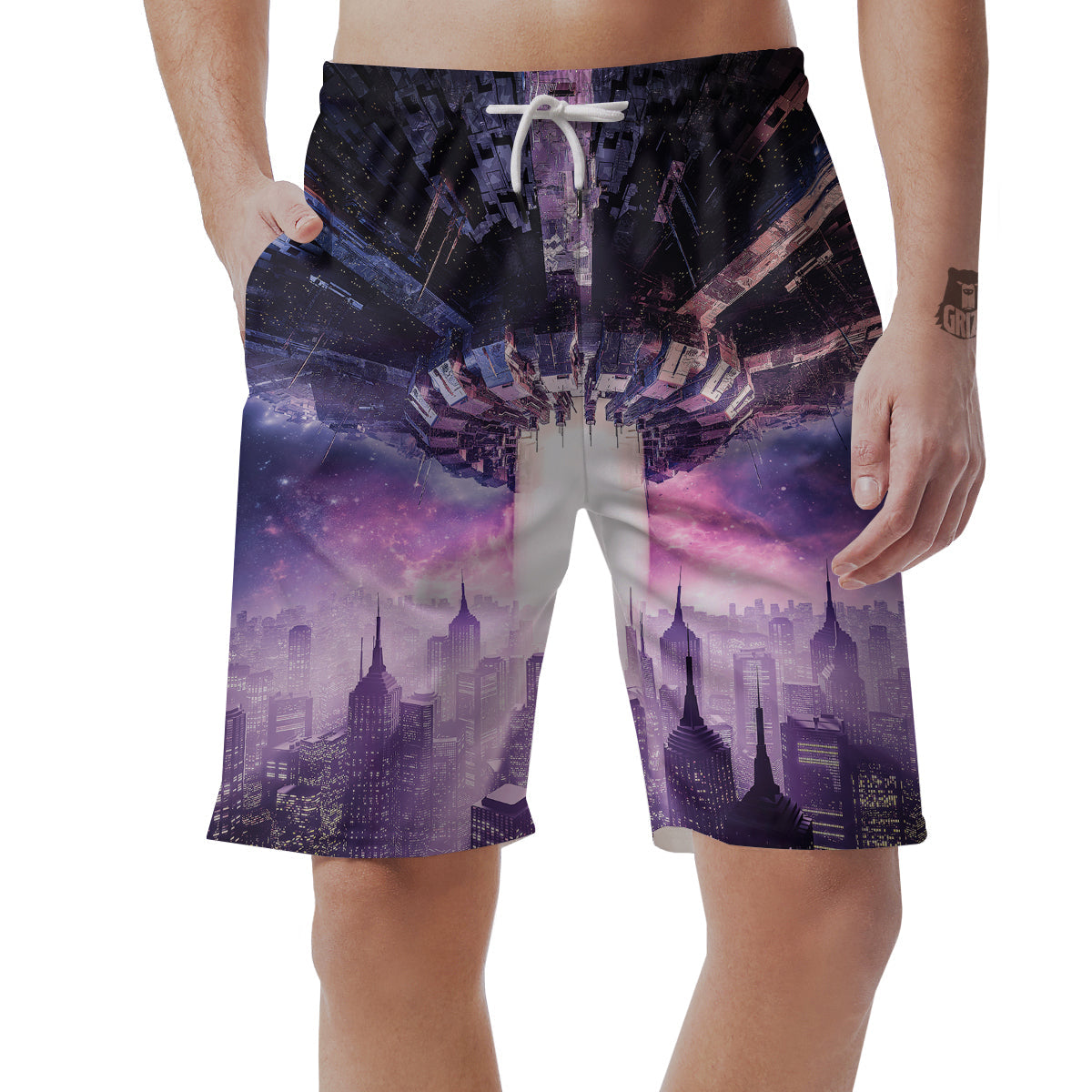 Alien Invasion Print Men's Shorts-grizzshop