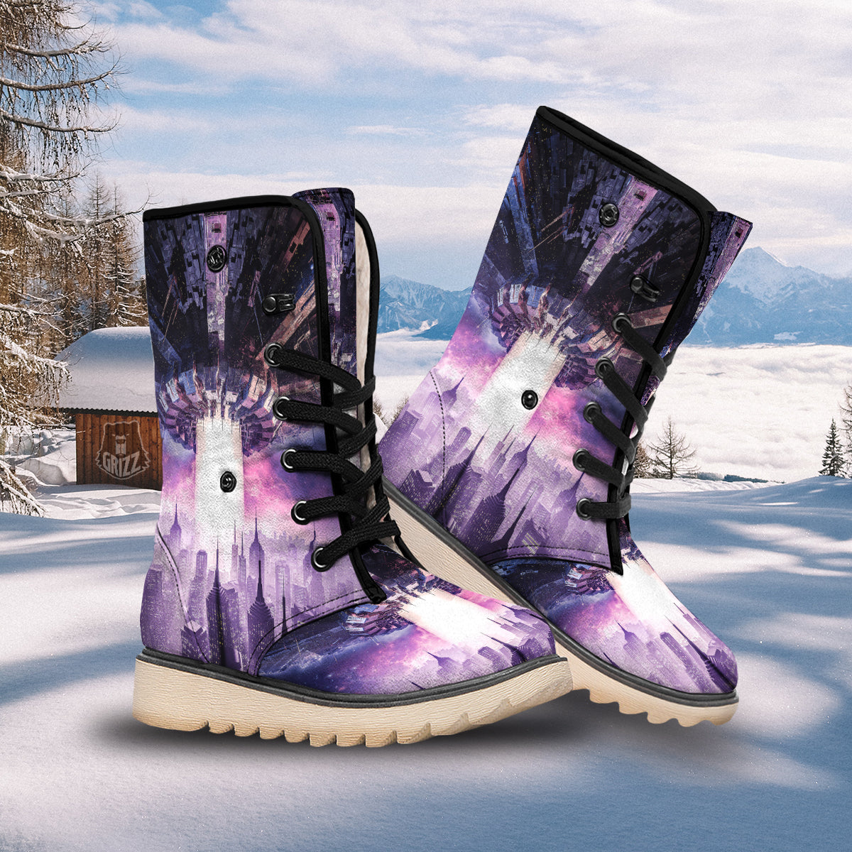 Alien Invasion Print Snow Boots-grizzshop