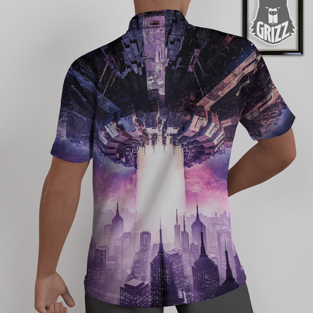 Alien Invasion Print Untucked Shirts-grizzshop