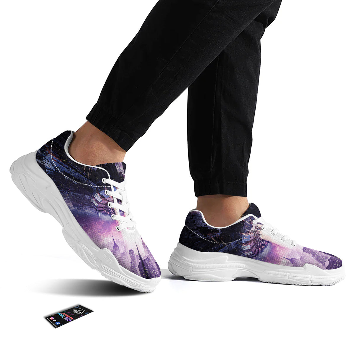 Alien Invasion Print White Chunky Shoes-grizzshop