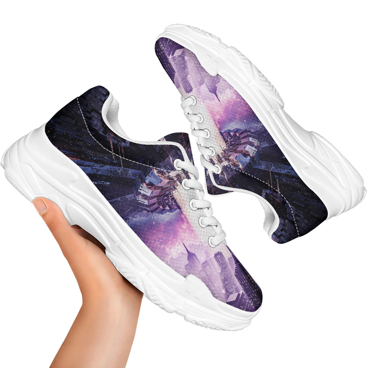 Alien Invasion Print White Chunky Shoes-grizzshop