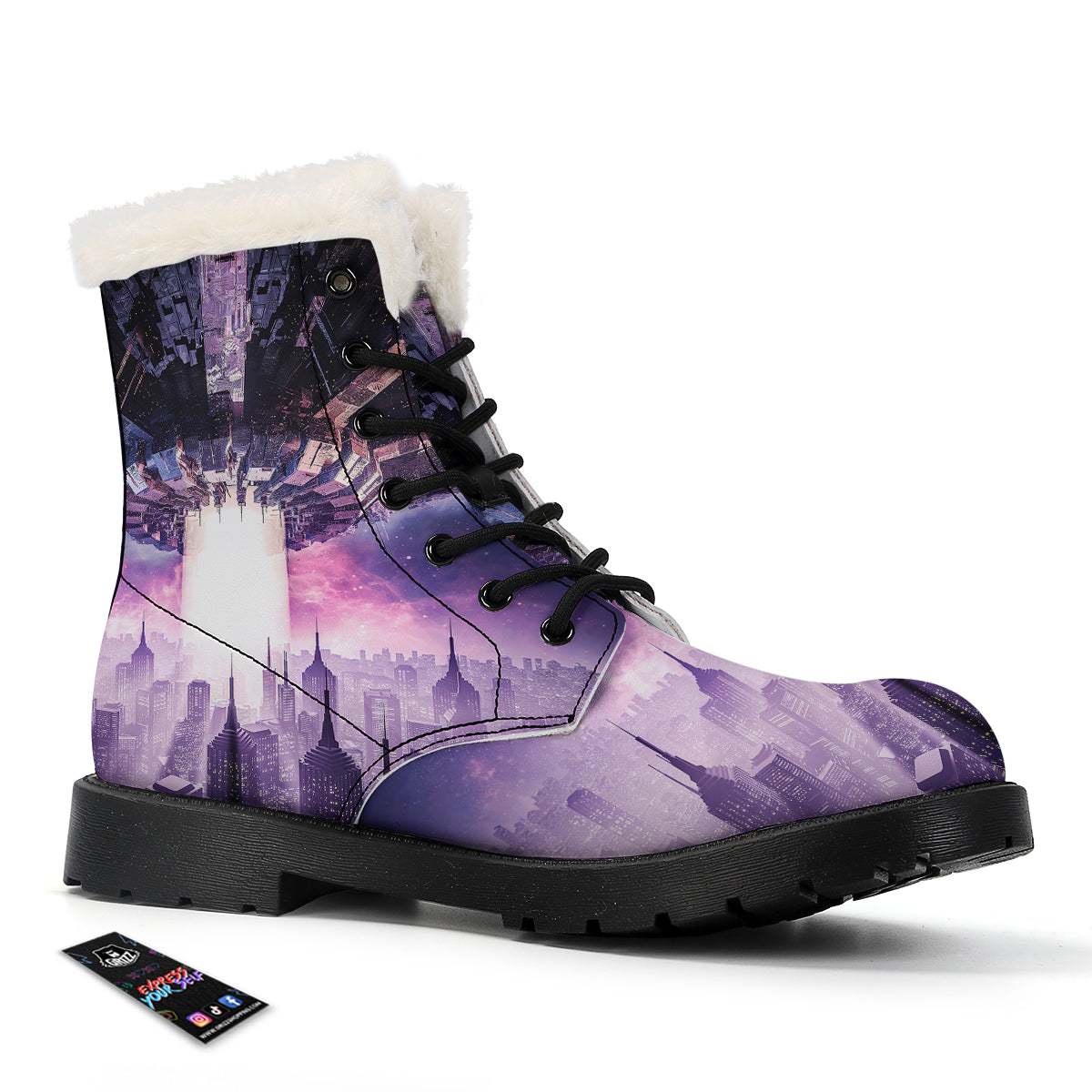 Alien Invasion Print Winter Boots-grizzshop