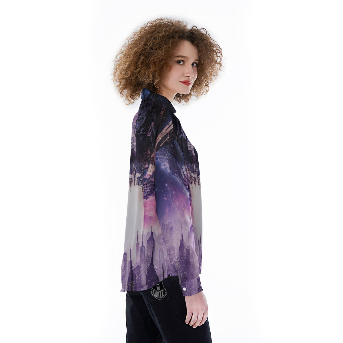 Alien Invasion Print Women's Long Sleeve Shirts-grizzshop
