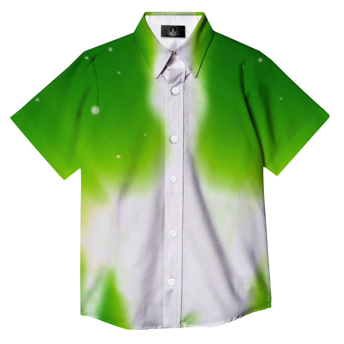 Alien Light Green Print Button Up Shirt-grizzshop