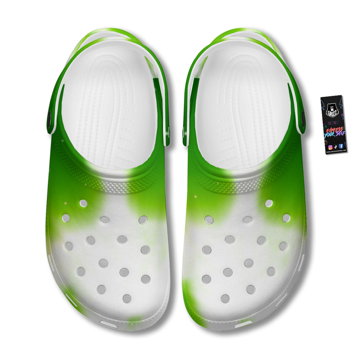 Alien Light Green Print Clog-grizzshop