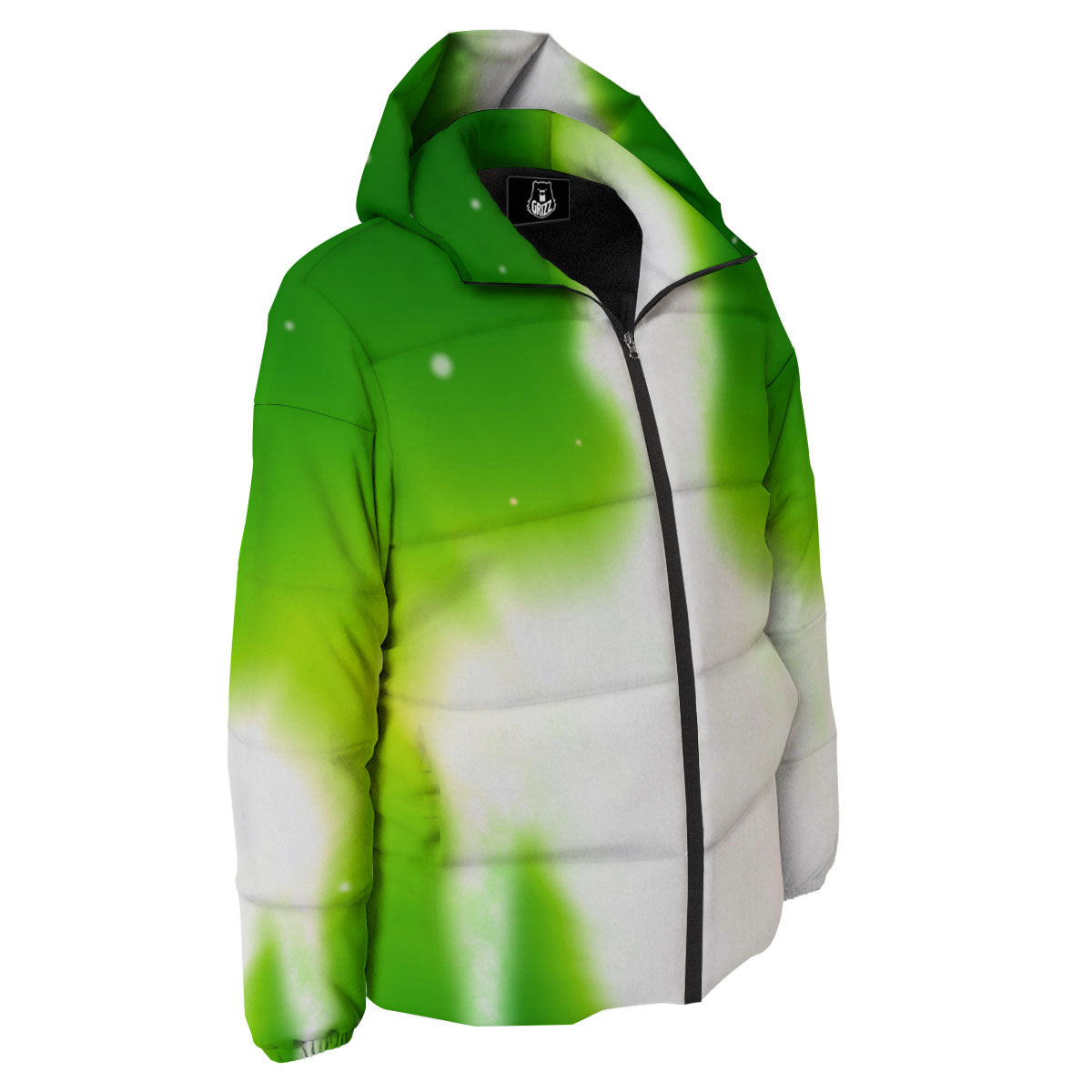 Alien Light Green Print Down Jacket-grizzshop