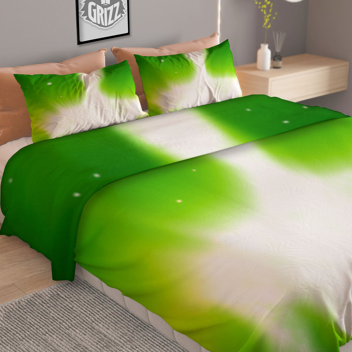 Alien Light Green Print Duvet Cover Bedding Set