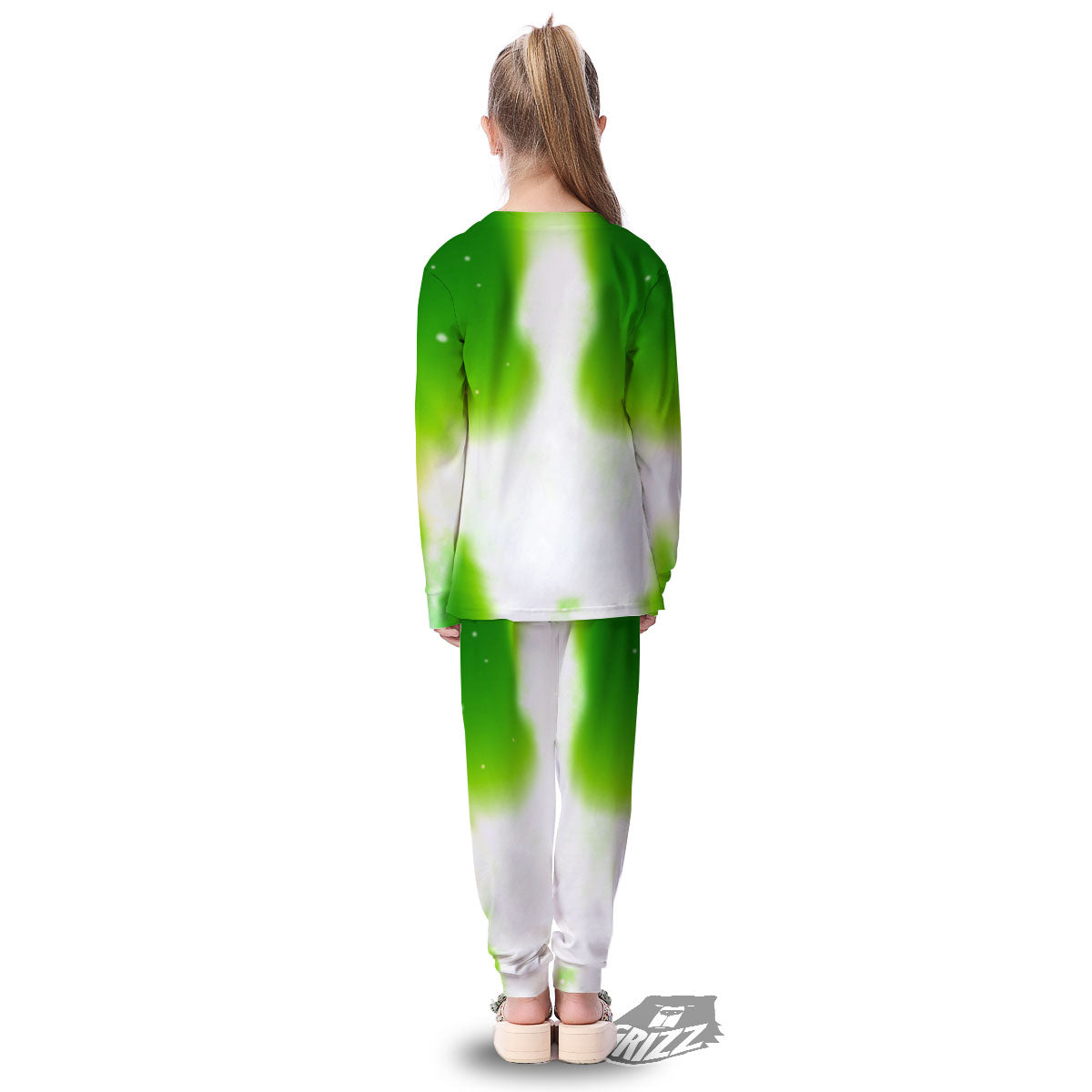 Alien Light Green Print Kid's Pajamas-grizzshop