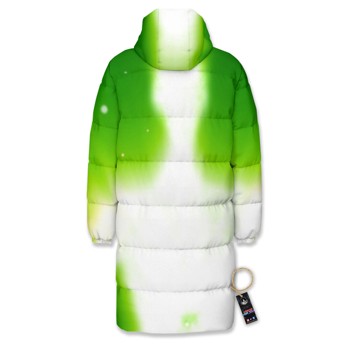 Alien Light Green Print Long Down Jacket-grizzshop