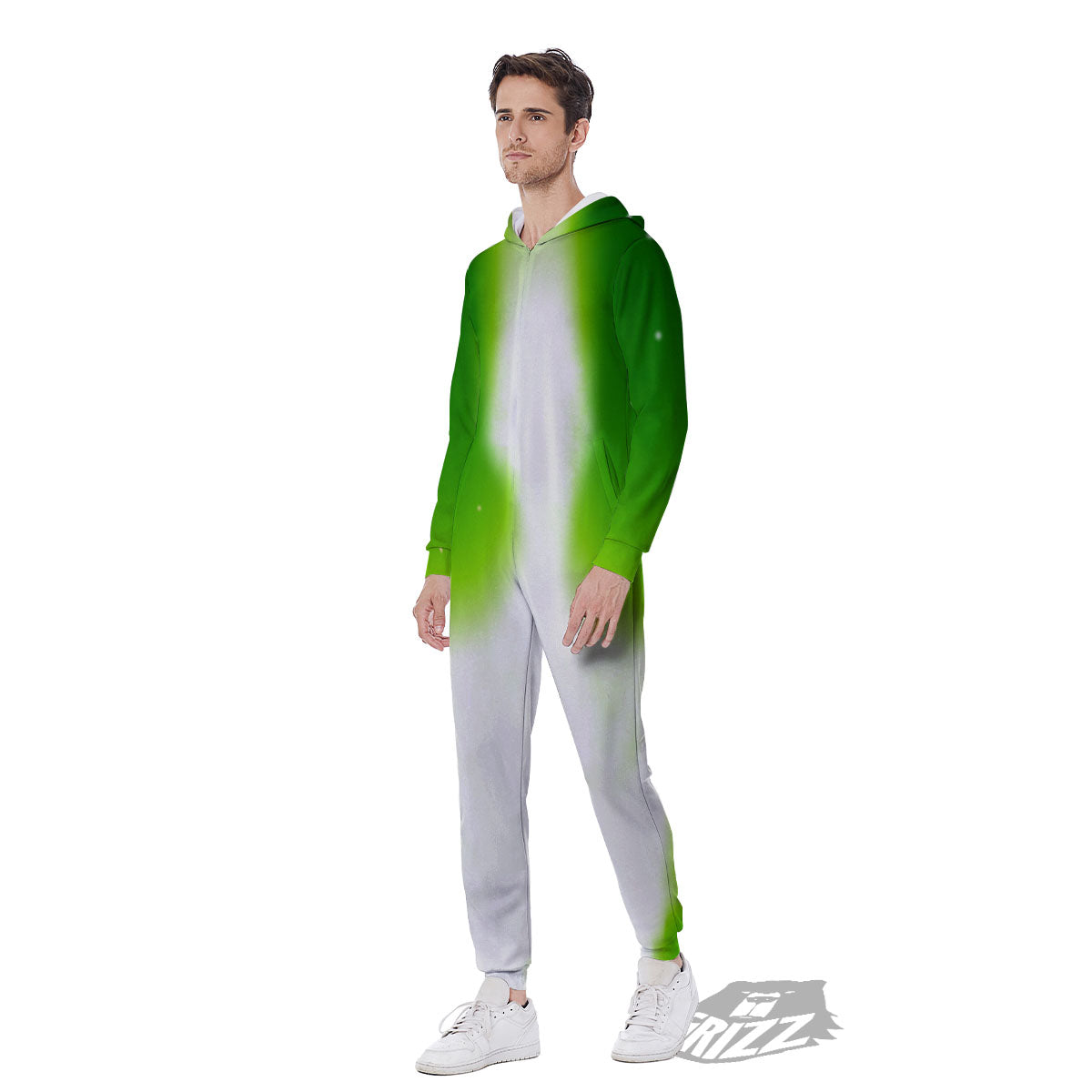 Alien Light Green Print Men's Jumpsuit-grizzshop