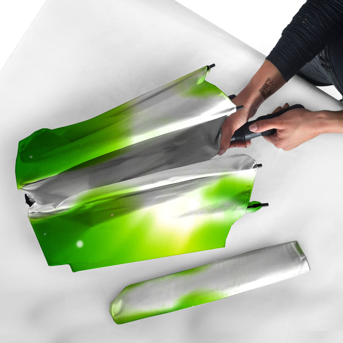 Alien Light Green Print Umbrella-grizzshop