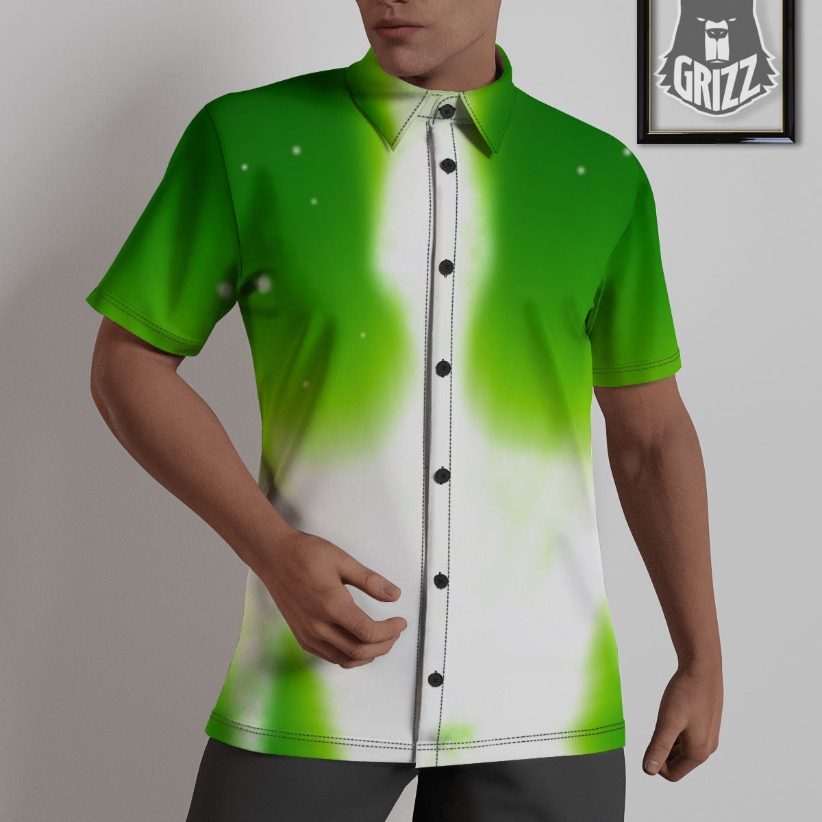 Alien Light Green Print Untucked Shirts-grizzshop