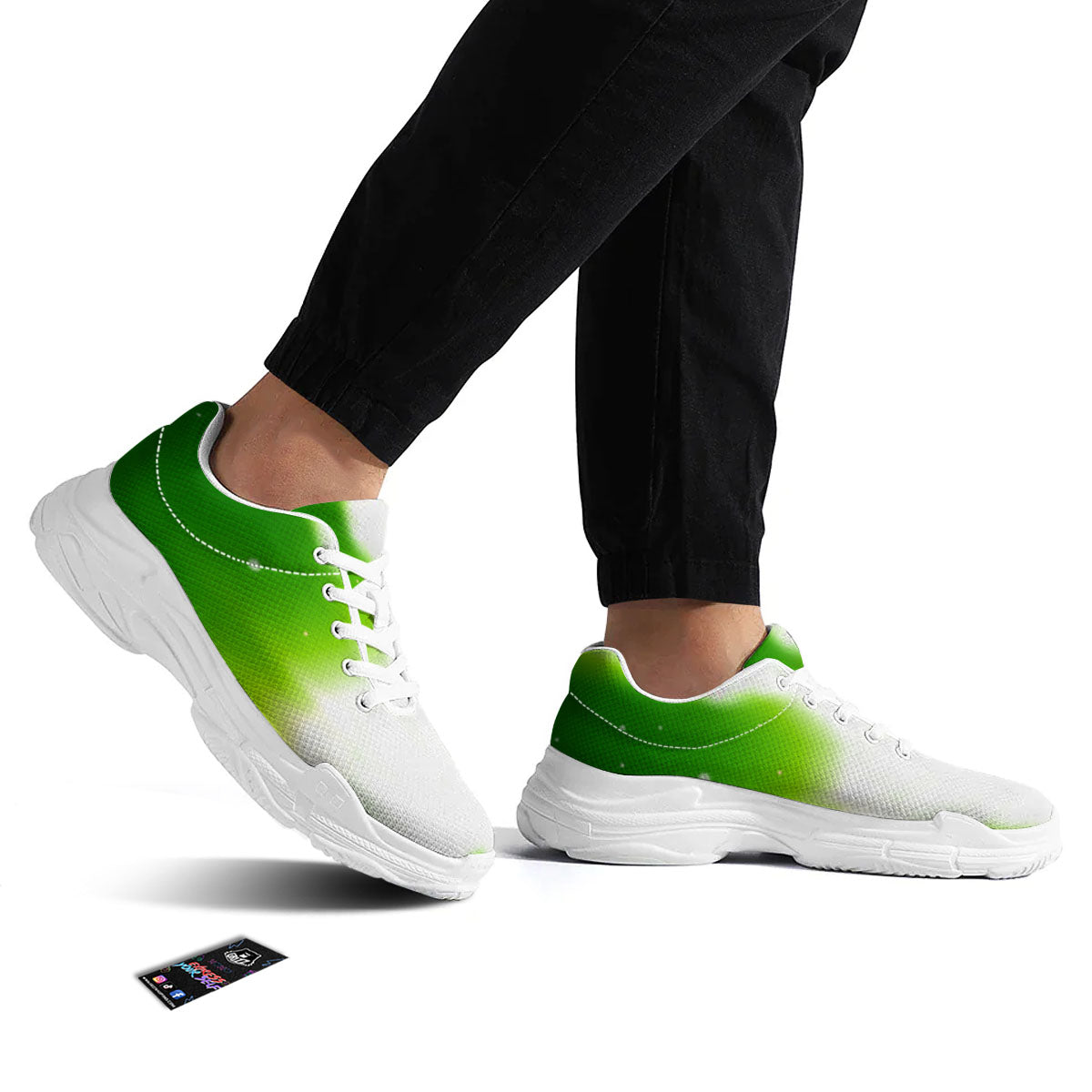 Alien Light Green Print White Chunky Shoes-grizzshop