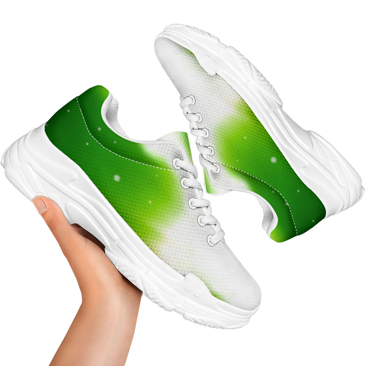 Alien Light Green Print White Chunky Shoes-grizzshop