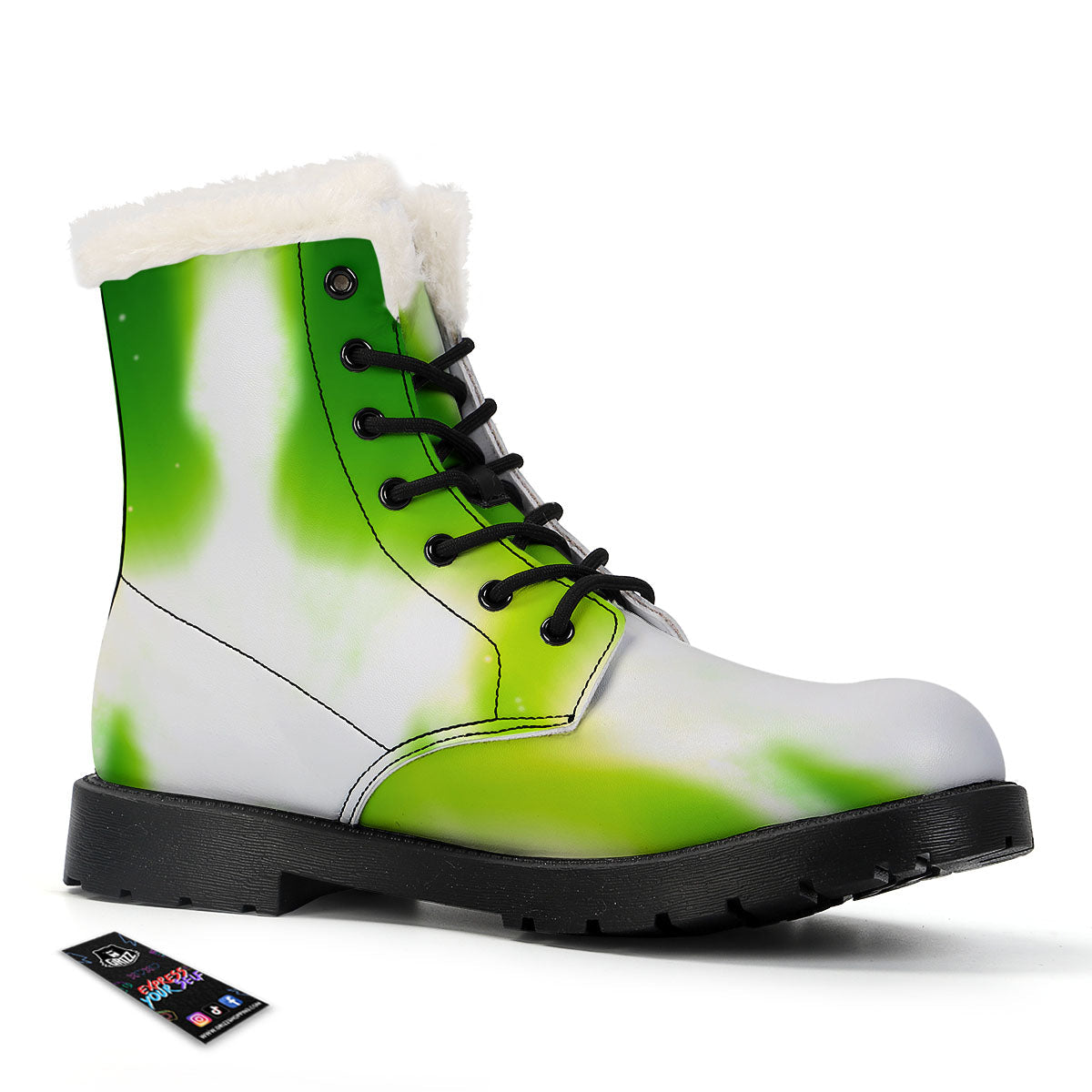 Alien Light Green Print Winter Boots-grizzshop