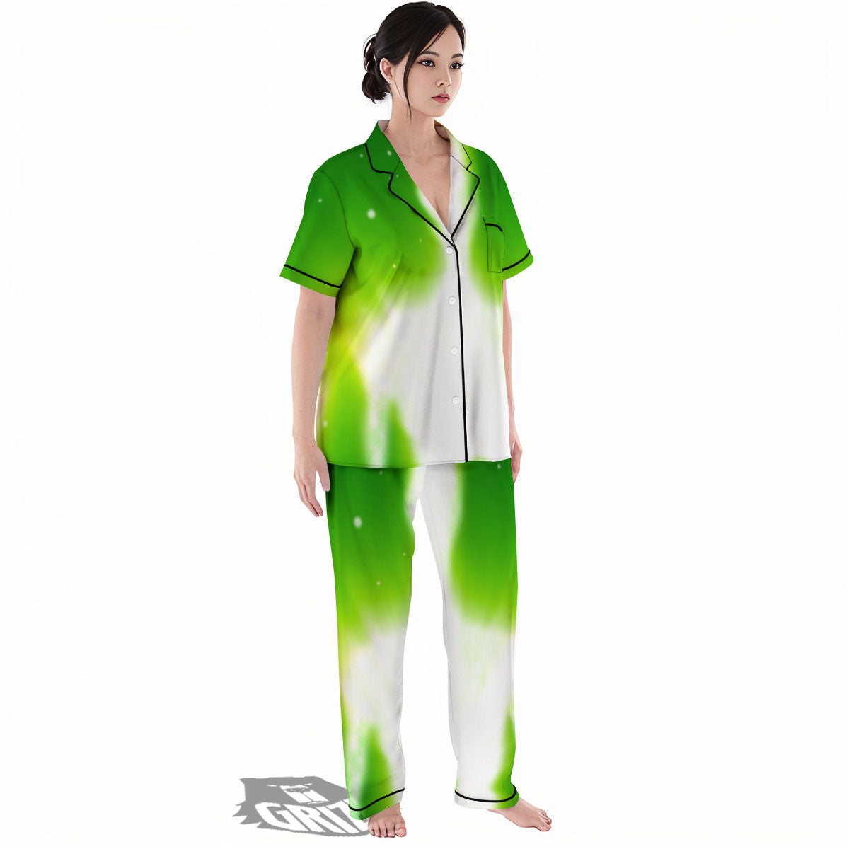 Alien Light Green Print Women's Pajamas Set-grizzshop