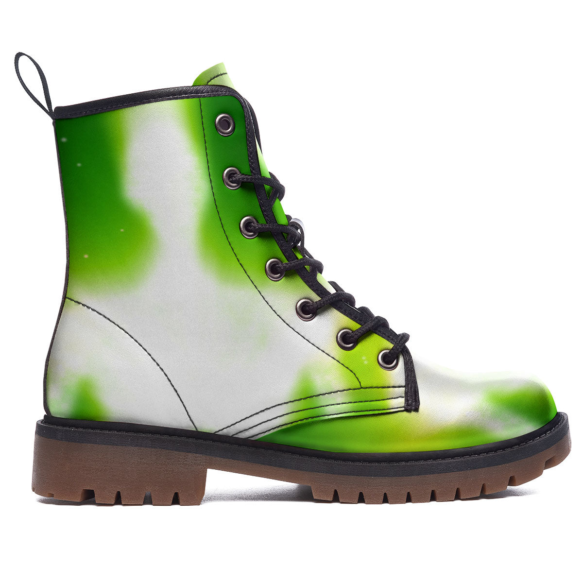 Alien Light Green Print Work Boots-grizzshop