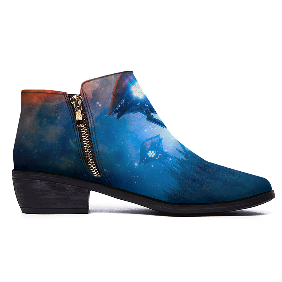 Alien Machines Print Ankle Boots-grizzshop