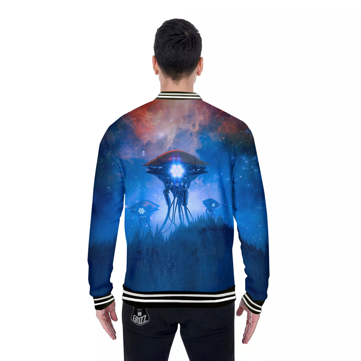 Alien Machines Print Baseball Jacket-grizzshop