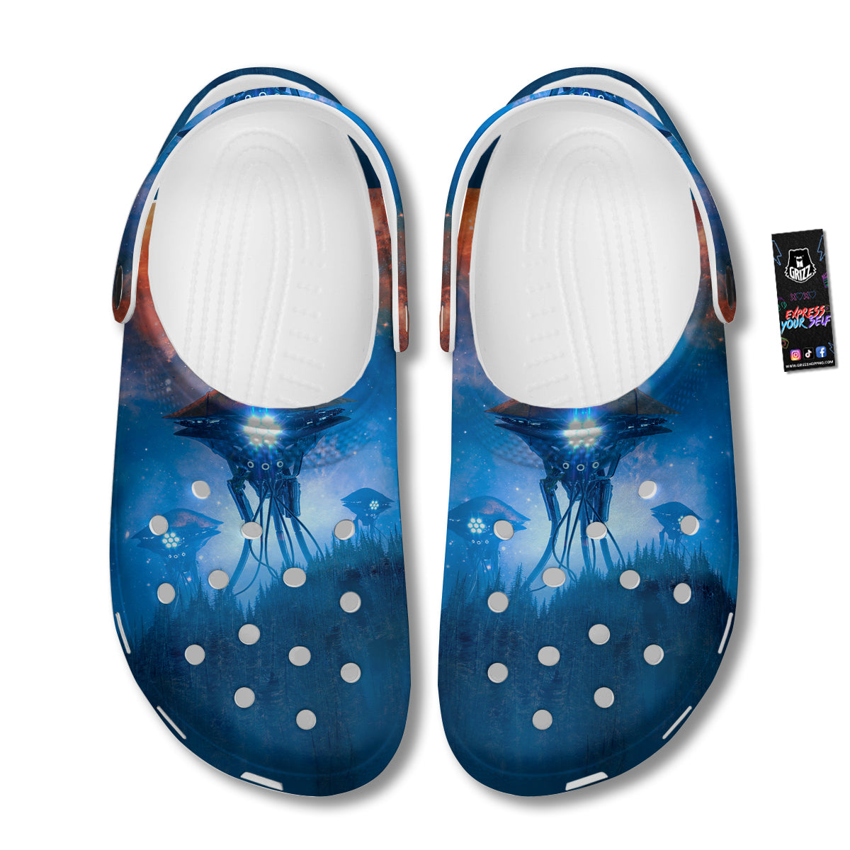 Alien Machines Print Clog-grizzshop