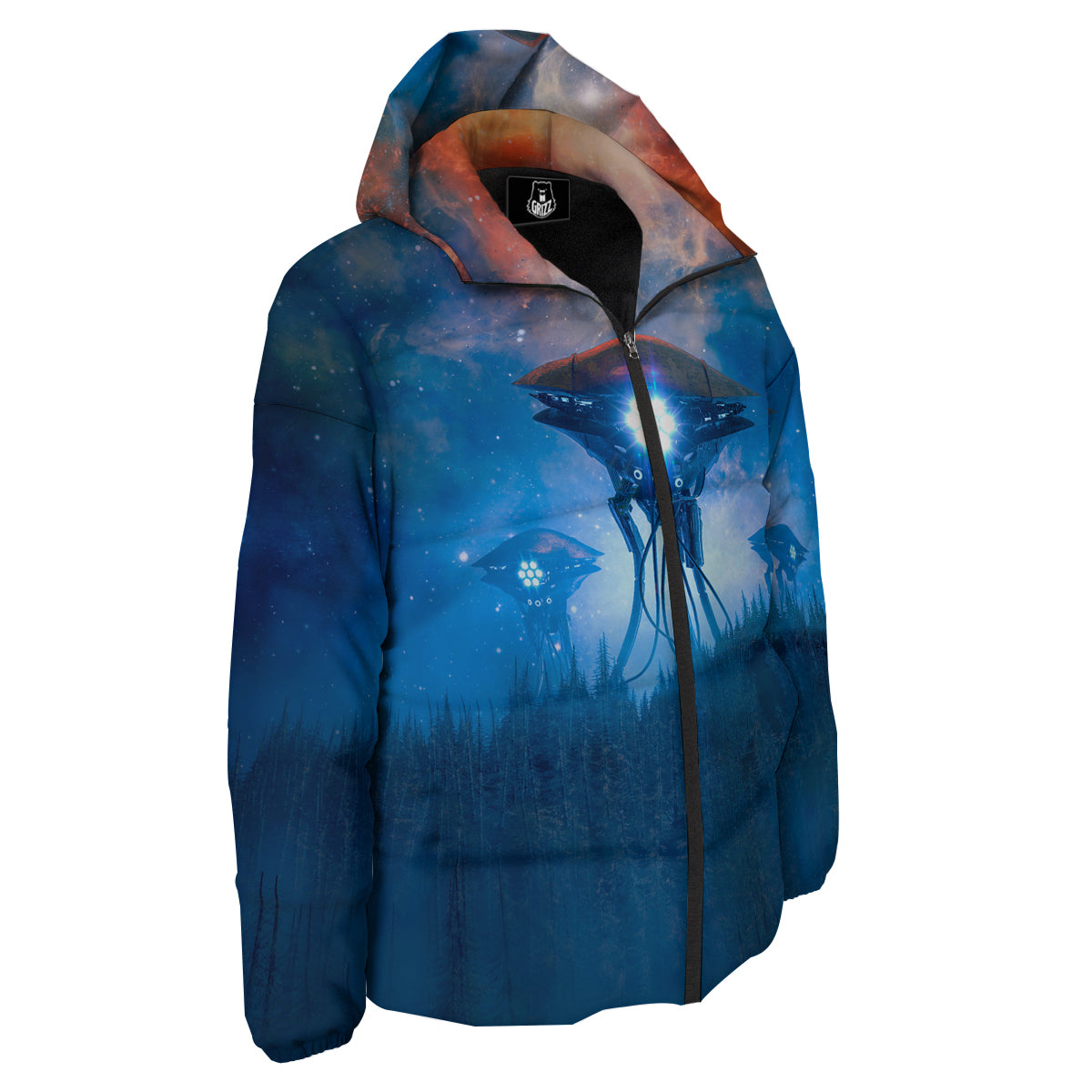 Alien Machines Print Down Jacket-grizzshop