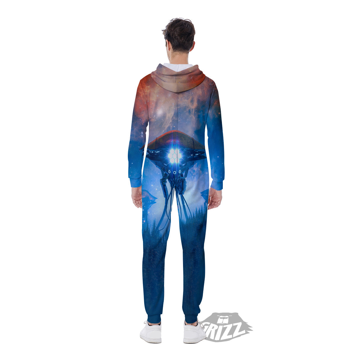 Alien Machines Print Men's Jumpsuit-grizzshop