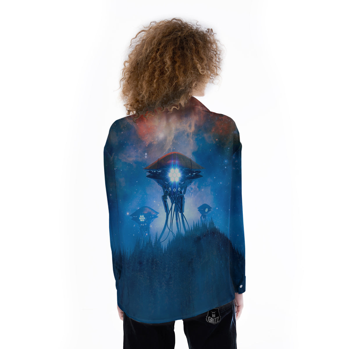 Alien Machines Print Women's Long Sleeve Shirts-grizzshop