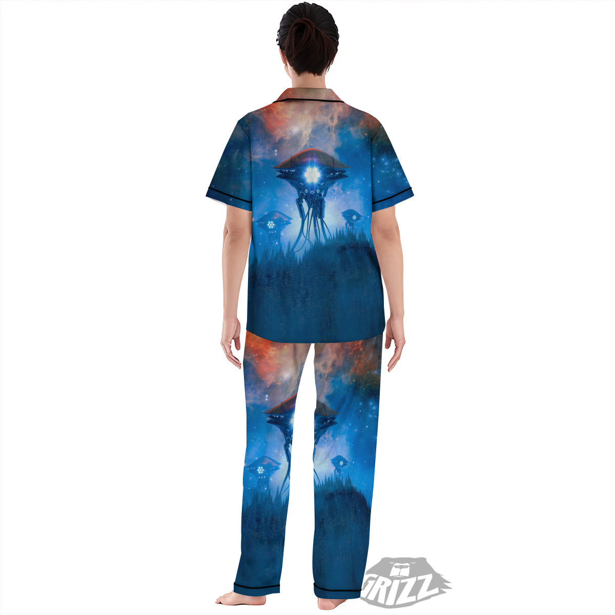 Alien Machines Print Women's Pajamas Set-grizzshop