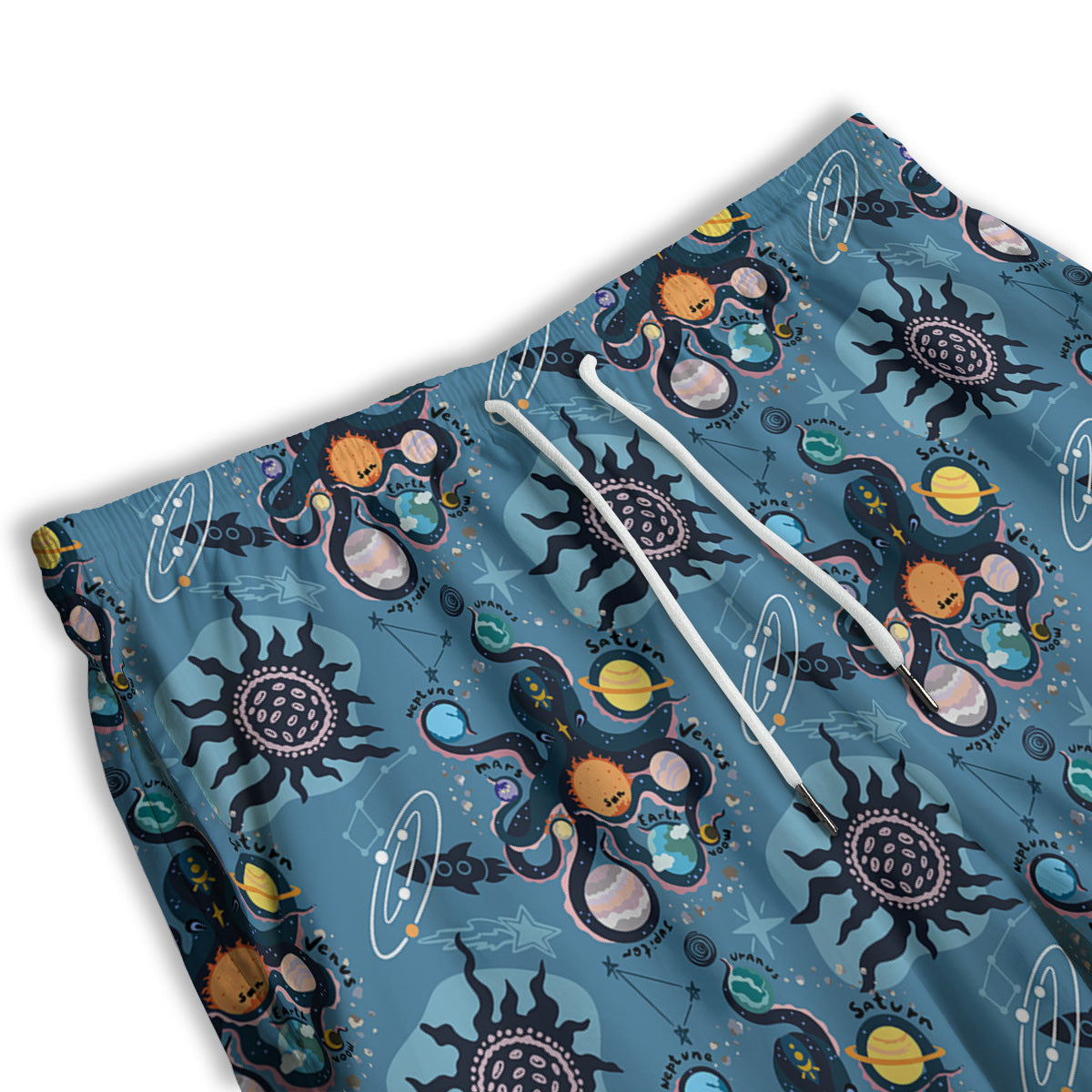 Alien On Planets Print Pattern Men's Athletic Shorts