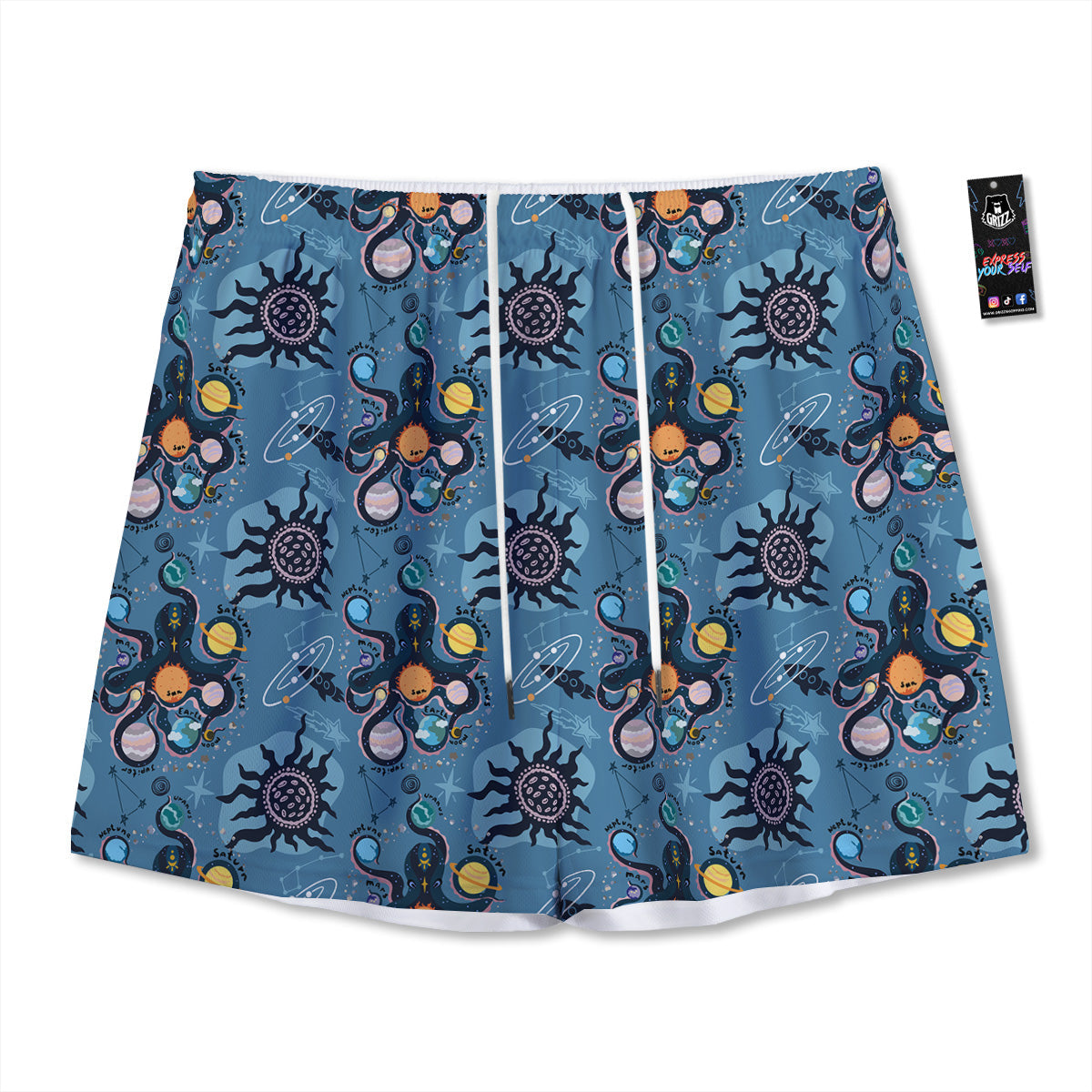 Blue Green And White Plaid Print Pattern Mesh Shorts