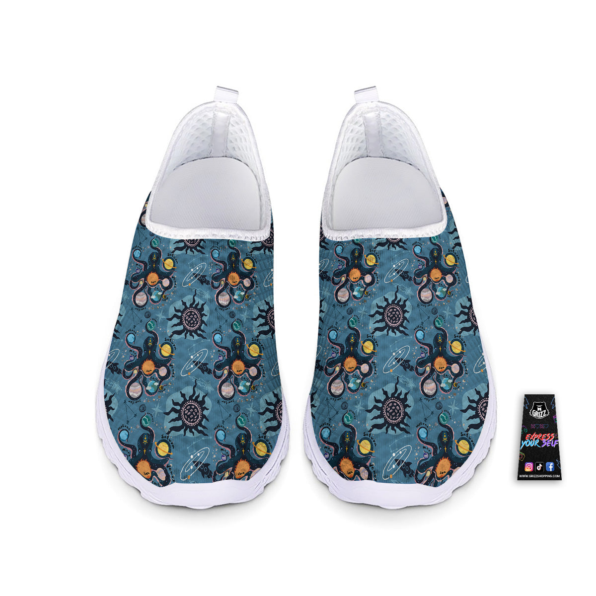 Alien On Planets Print Pattern Nurse Shoes-grizzshop