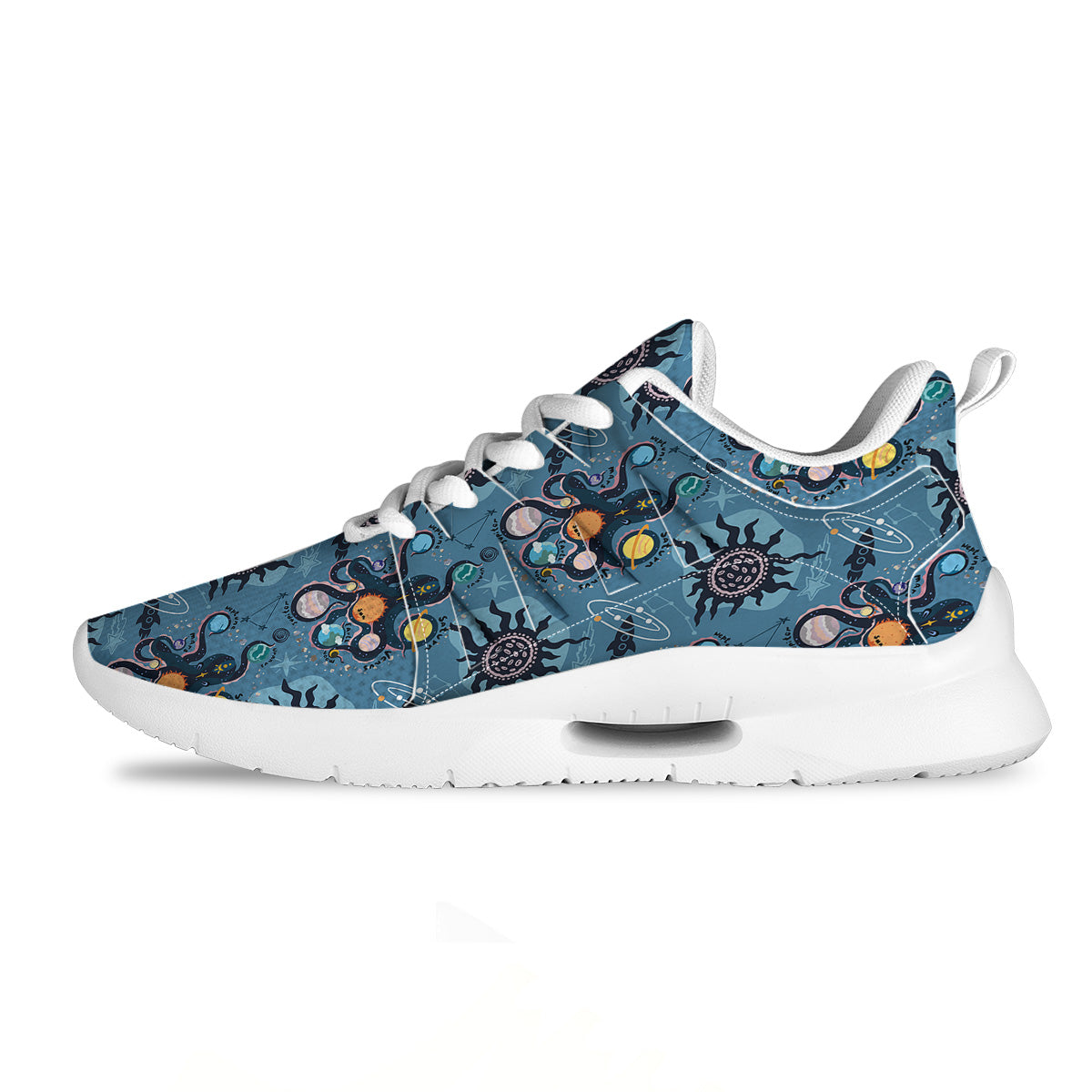Alien On Planets Print Pattern Tennis Shoes-grizzshop