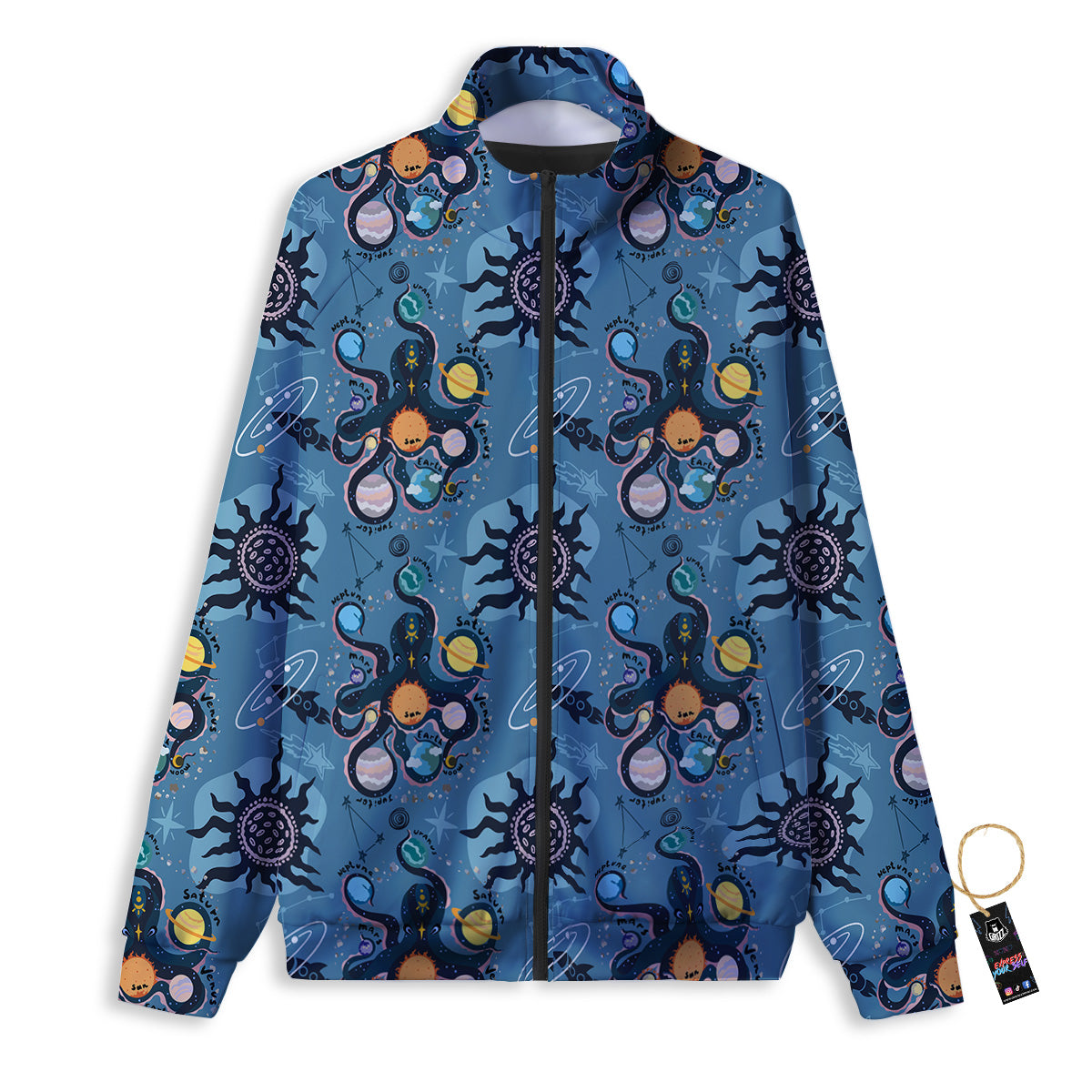 Alien On Planets Print Pattern Track Jacket-grizzshop