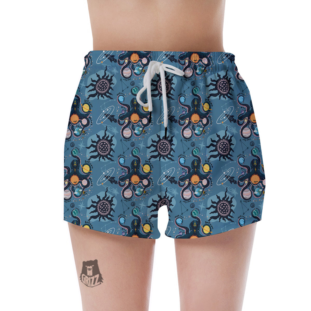 Alien On Planets Print Pattern Women's Shorts-grizzshop