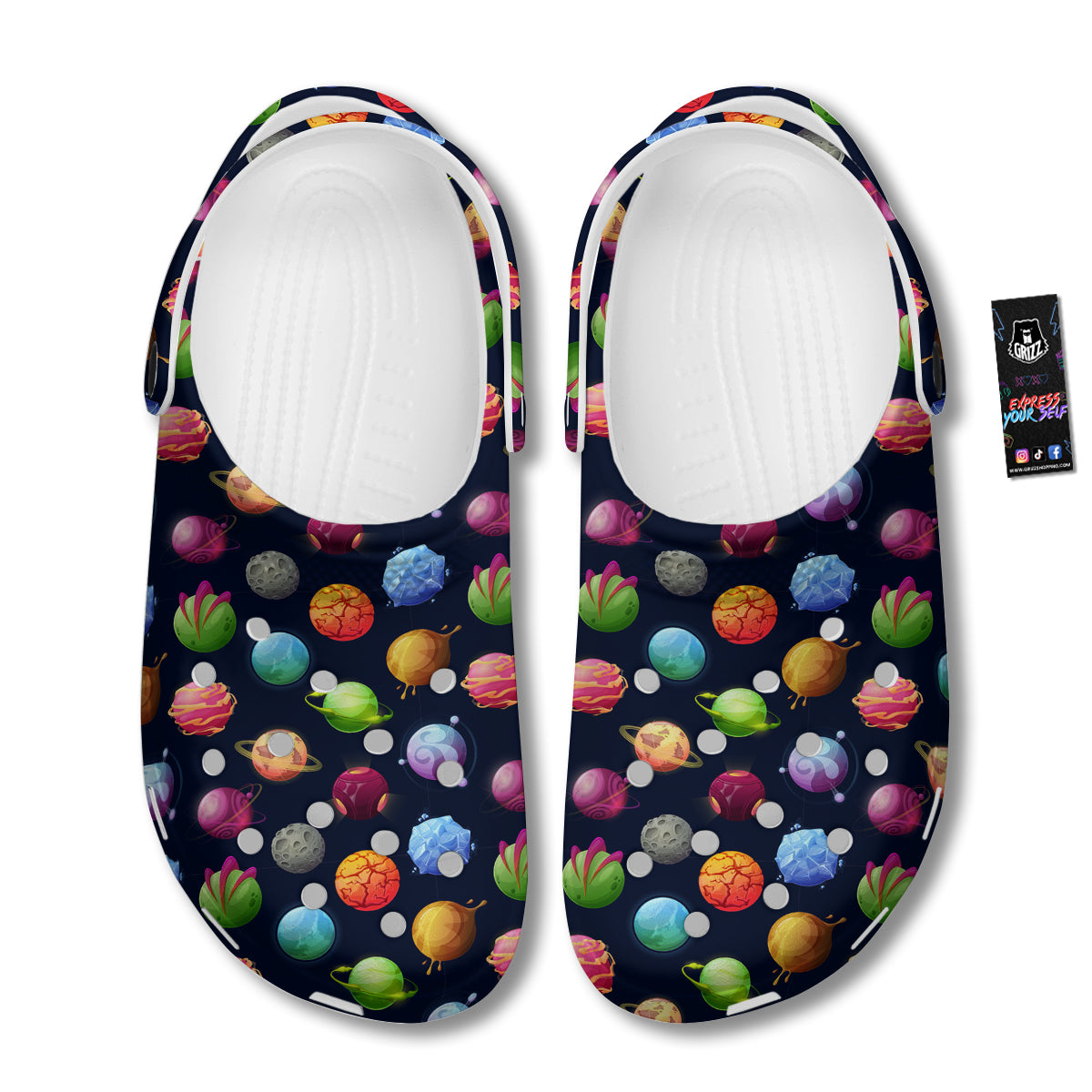 Alien Planets And Stars Print Pattern Clog-grizzshop