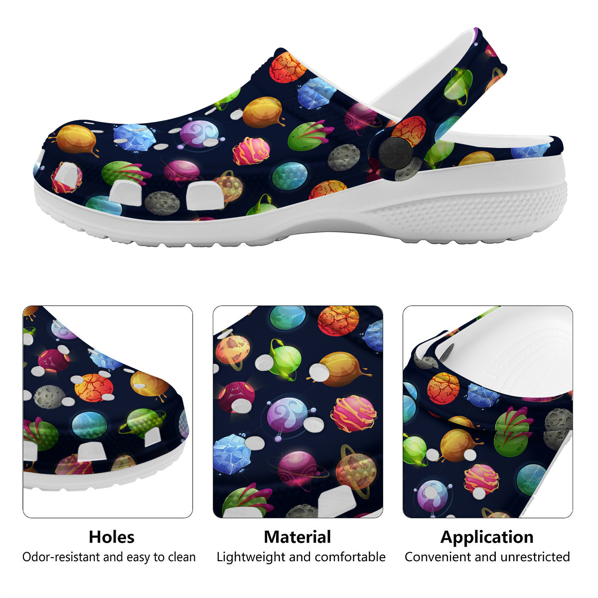 Alien Planets And Stars Print Pattern Clog-grizzshop