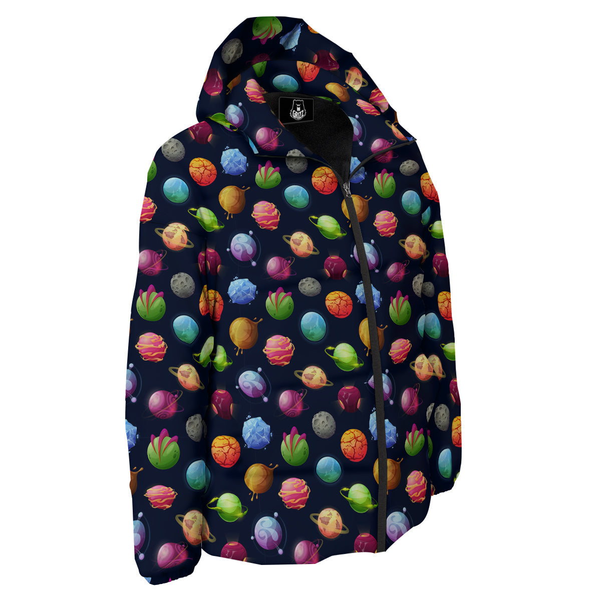Alien Planets And Stars Print Pattern Down Jacket-grizzshop
