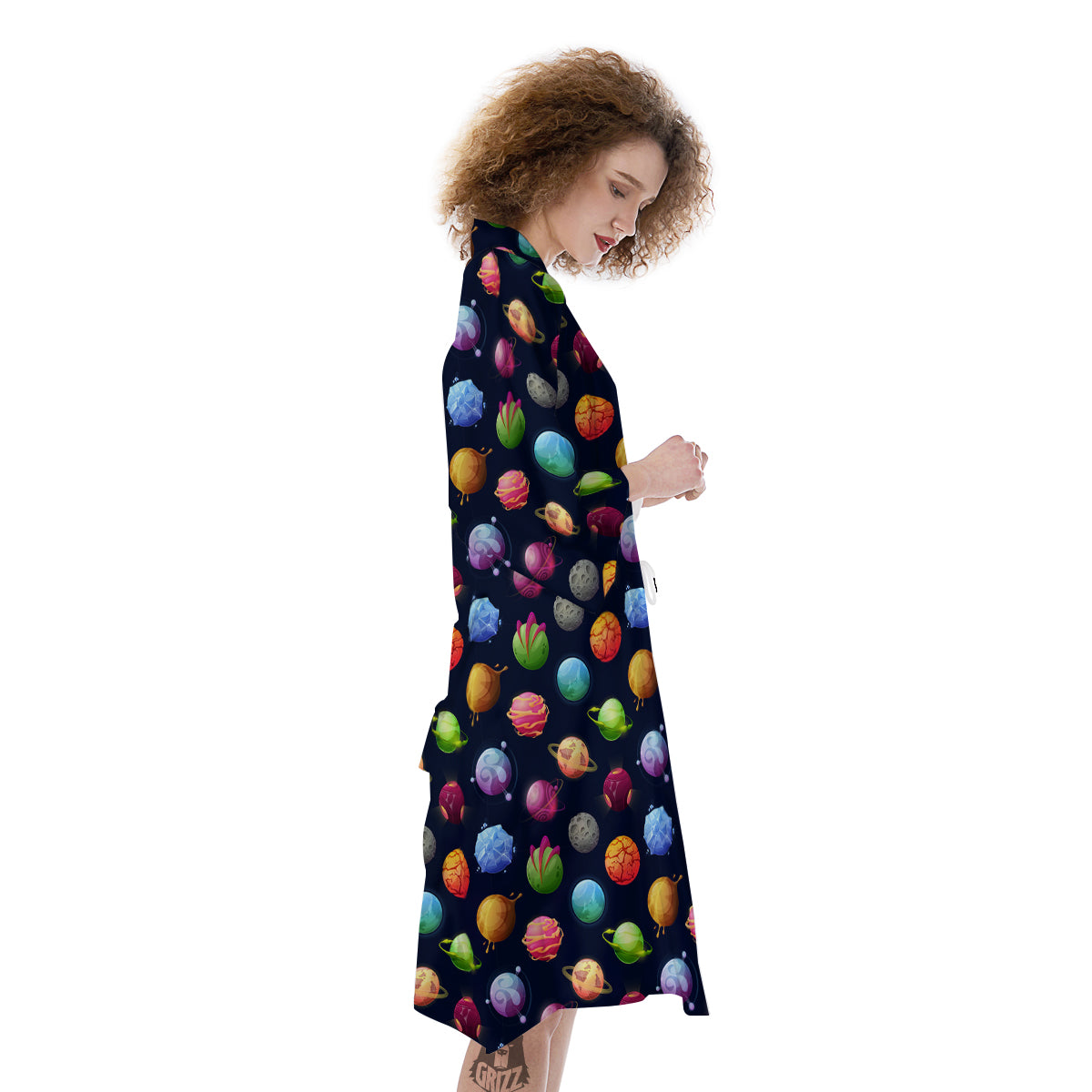 Alien Planets And Stars Print Pattern Kimono-grizzshop