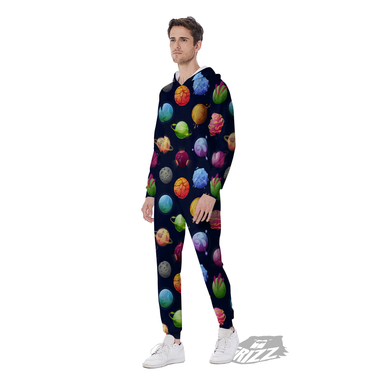 Alien Planets And Stars Print Pattern Men's Jumpsuit-grizzshop