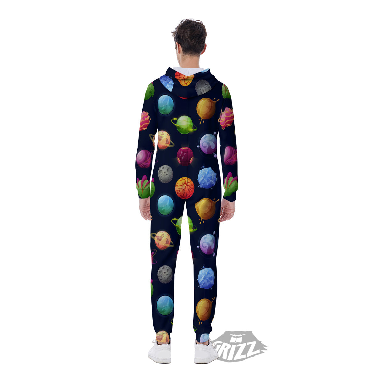 Alien Planets And Stars Print Pattern Men's Jumpsuit-grizzshop