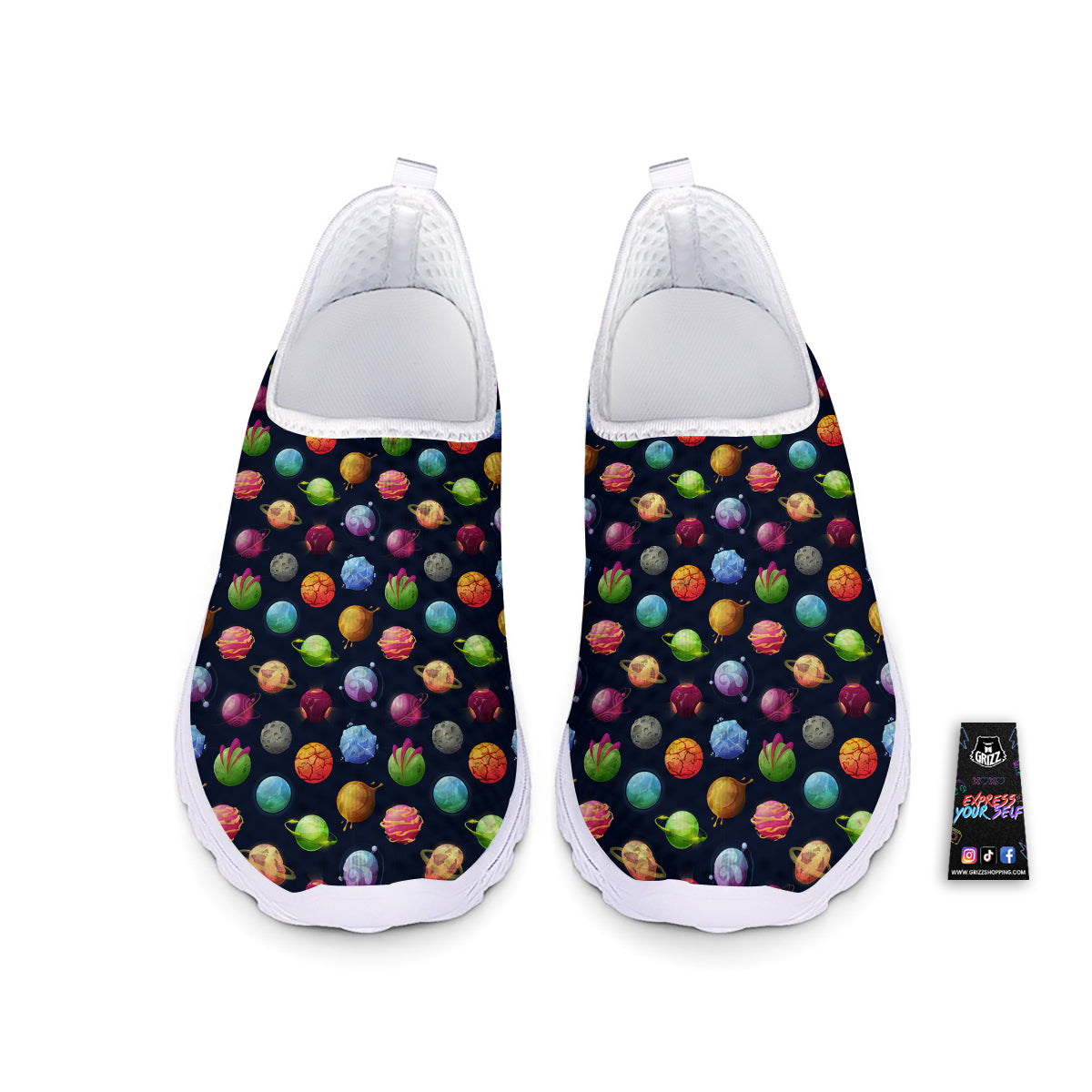 Alien Planets And Stars Print Pattern Nurse Shoes-grizzshop