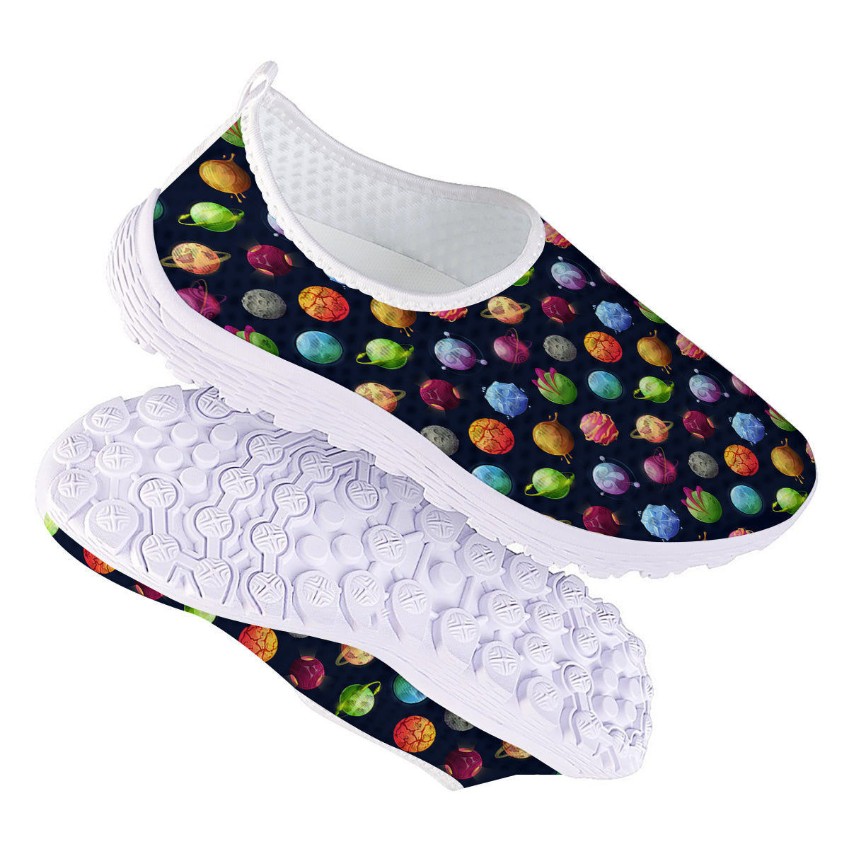 Alien Planets And Stars Print Pattern Nurse Shoes-grizzshop