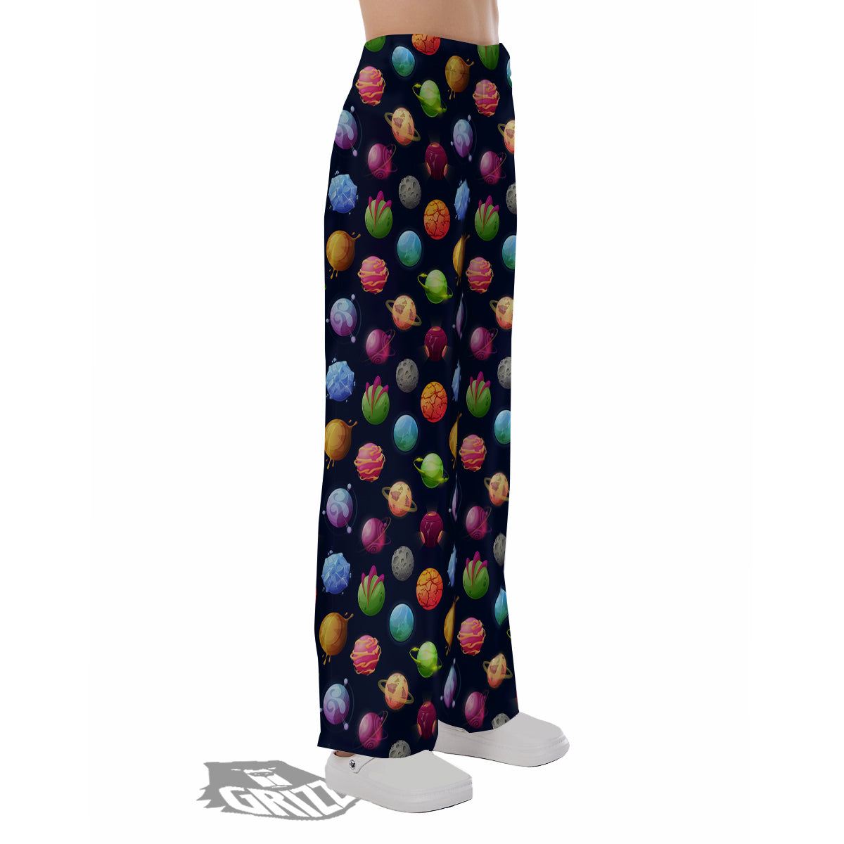 Alien Planets And Stars Print Pattern Pajama Pants-grizzshop