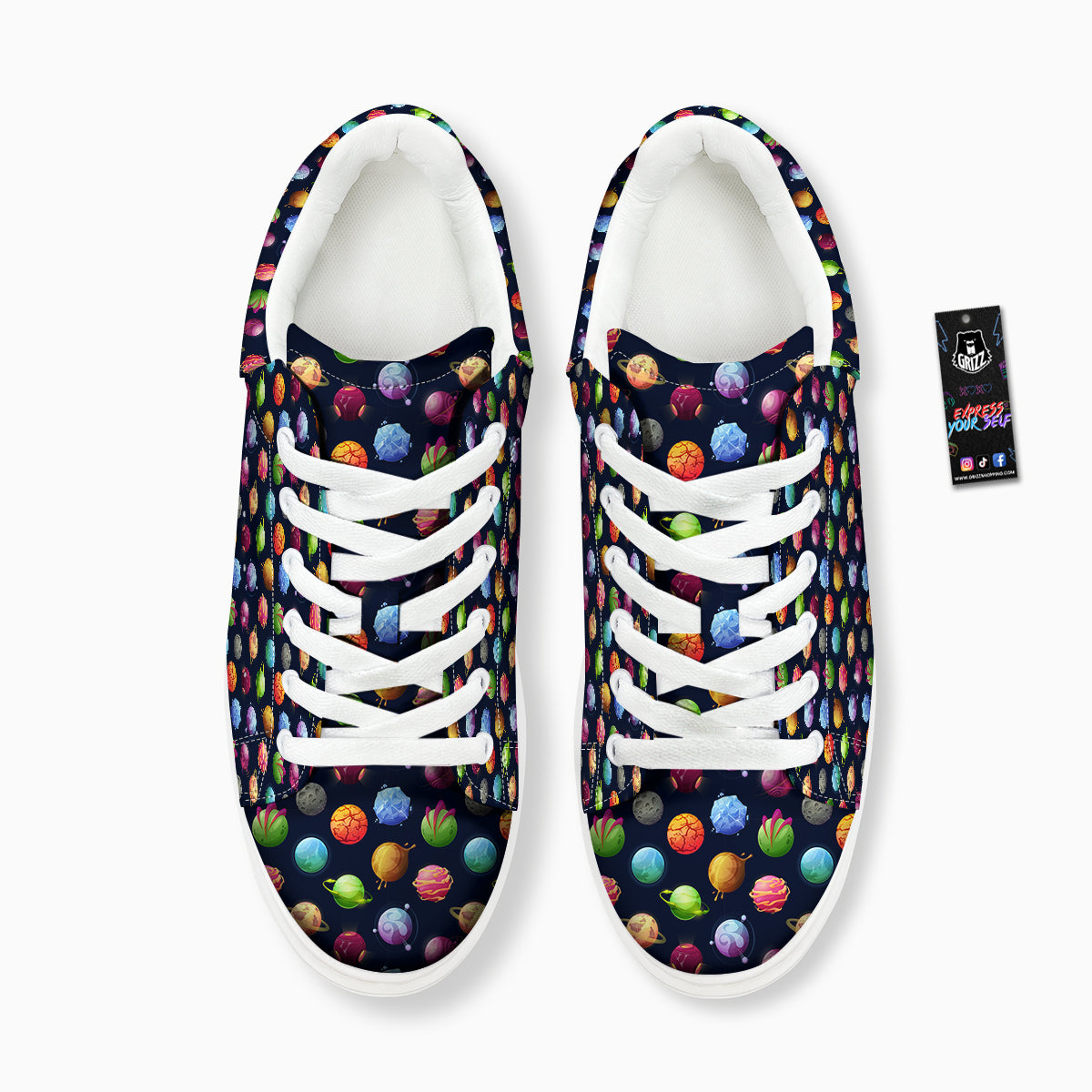 Alien Planets And Stars Print Pattern Platform Shoes-grizzshop
