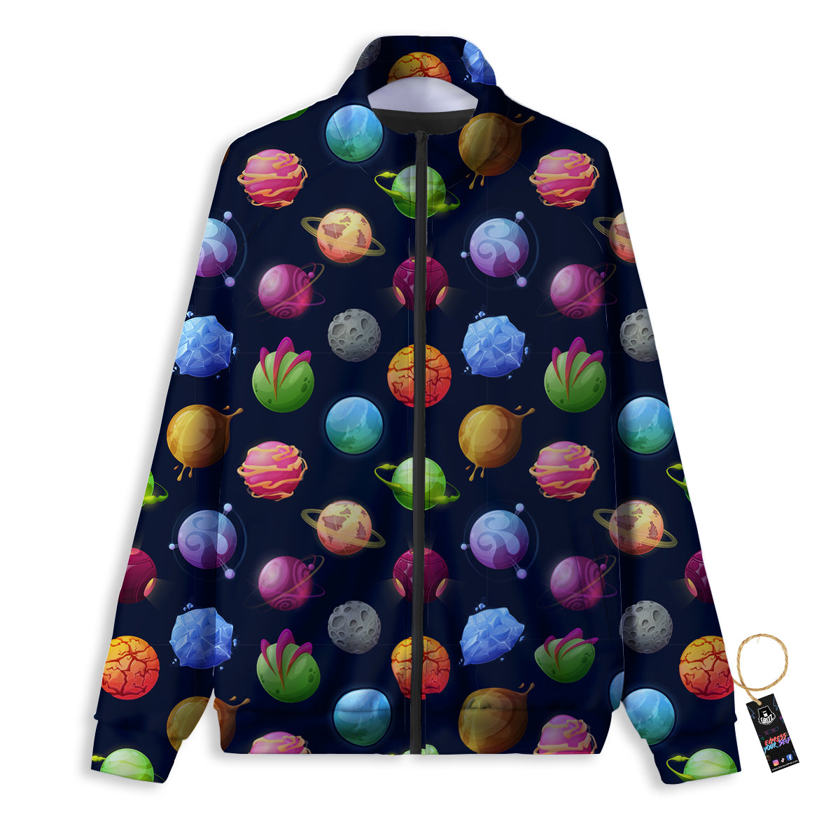 Alien Planets And Stars Print Pattern Track Jacket-grizzshop
