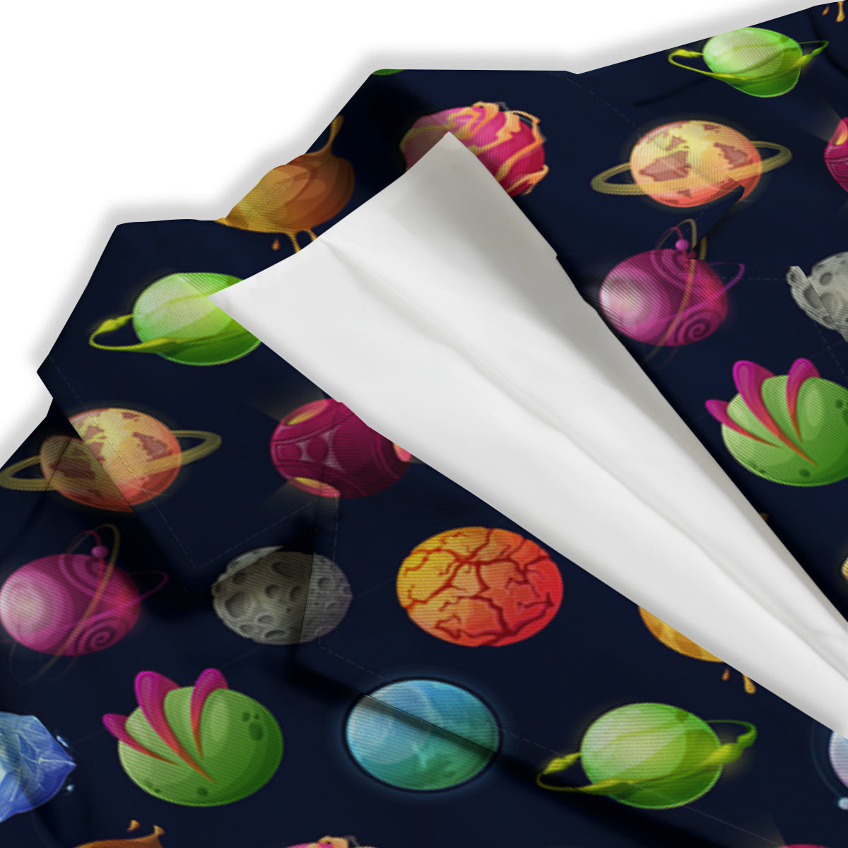 Alien Planets And Stars Print Pattern Women's Blazer-grizzshop